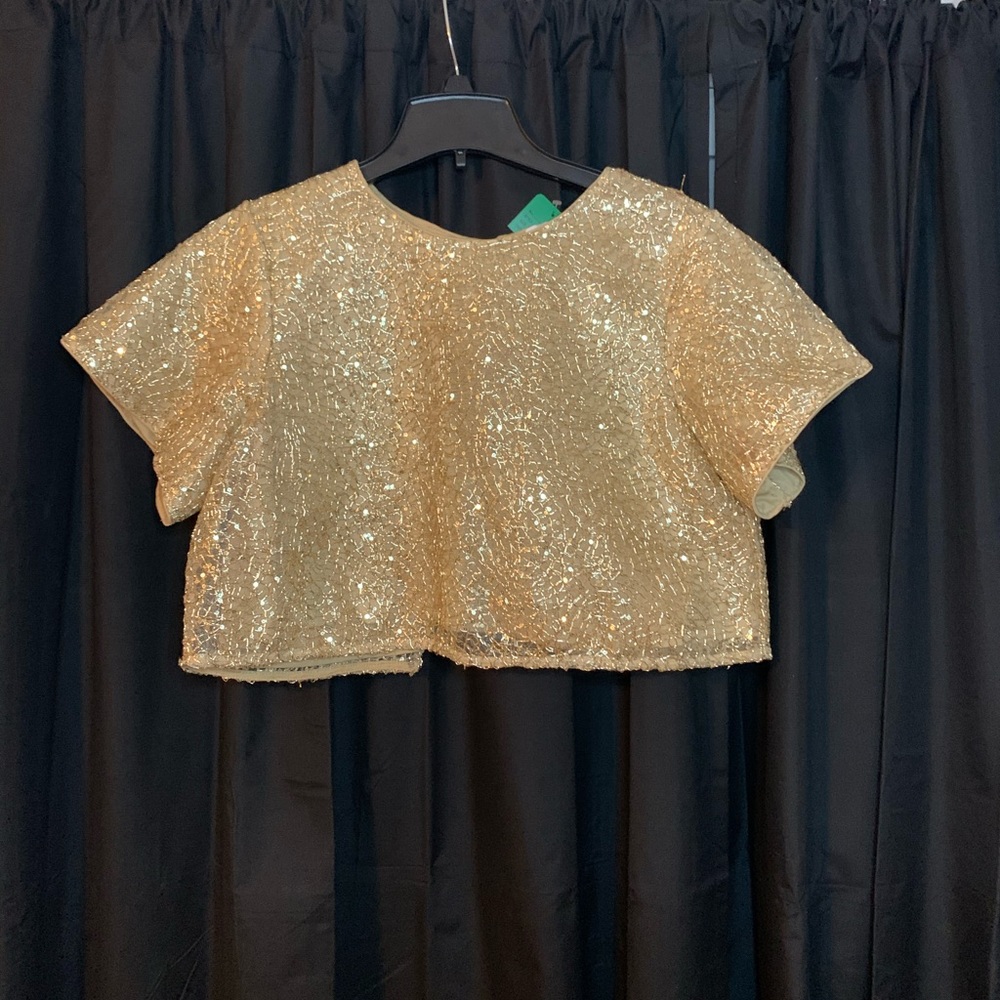 Open back gold crop top
